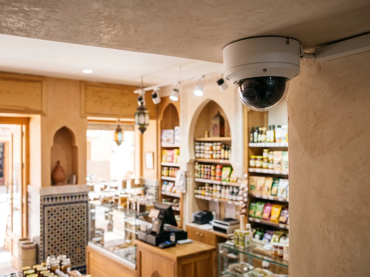 Caméra de surveillance installée dans un commerce
