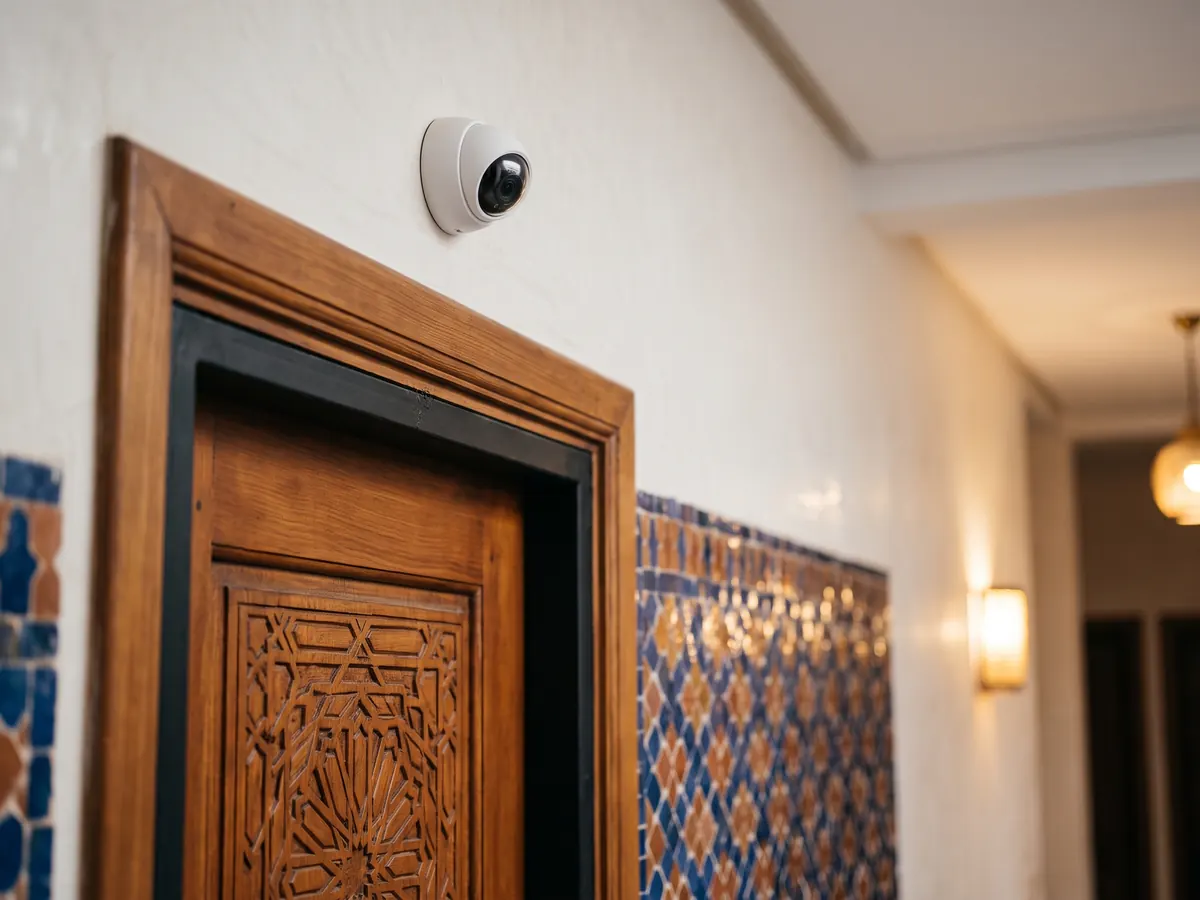 Caméra de surveillance installée à l'entrée d'une maison